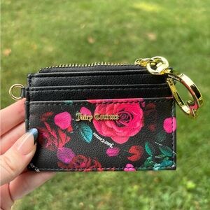 Juicy Couture Black and Pink Floral Card Holder